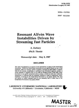 Resonant Alfven wave instabilities driven by streaming fast particles