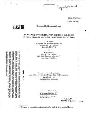Analysis of the interaction between a submerged jet and a receiver-diffuser in a reverse-flow diverter. Consolidated Fuel Reprocessing Program