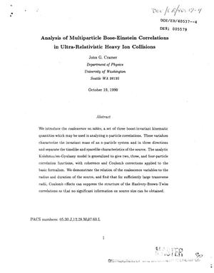 Analysis of multiparticle Bose-Einstein correlations in ultra-relativistic heavy ion collisions