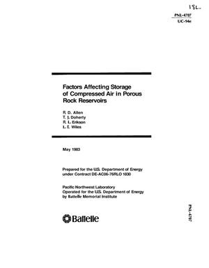 Factors affecting storage of compressed air in porous-rock reservoirs