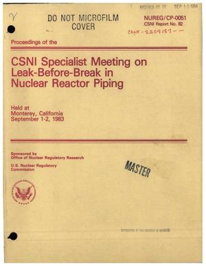 CSNI specialist meeting on leak-before-break in nuclear reactor piping: proceedings