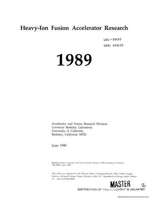 Heavy-ion fusion accelerator research, 1989