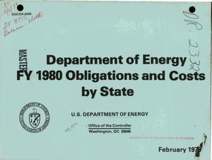 Department of Energy FY 1980 obligations and costs-by-state