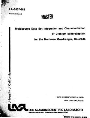 Multisource data set integration and characterization of uranium mineralization for the Montrose Quadrangle, Colorado