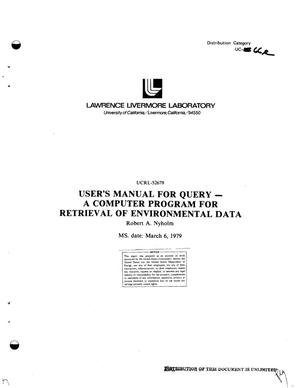 User's manual for QUERY: a computer program for retrieval of environmental data