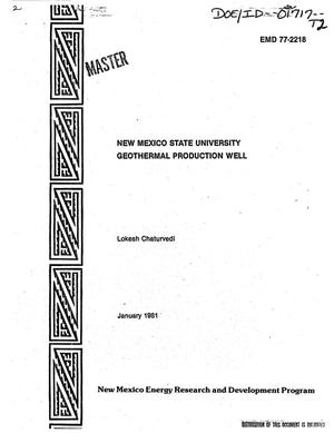 New Mexico State University Geothermal Production Well. (Technical Completion Report, 1/1/78 - 12/31/79)