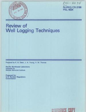Review of well-logging techniques. [For use in remedial action programs]