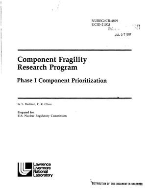 Component Fragility Research Program: Phase 1 component prioritization