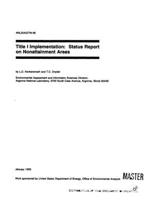 Title I implementation: Status report on nonattainment areas