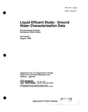 Liquid Effluent Study: Ground Water Characterization Data