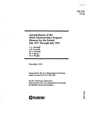 Annual report of the Wind Characteristics Program Element for the period July 1977--July 1978.
