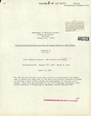 Structure and electrical activity of planar defects in EFG ribbons. First quarterly report, January 1--March 31, 1979