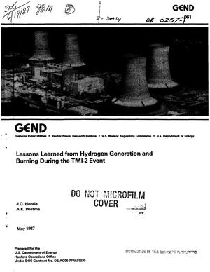 Lessons learned from hydrogen generation and burning during the TMI-2 event