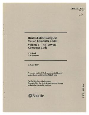Hanford Meteorological Station computer codes: Volume 5, The TOWER computer code