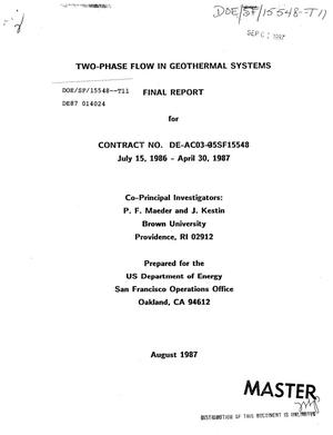 Two-phase flow in geothermal systems: Final report, July 15, 1986-April 30, 1987