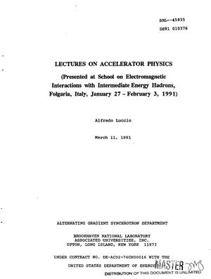 Lectures on accelerator physics