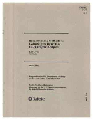 Recommended methods for evaluating the benefits of ECUT Program outputs. [Energy Conversion and Utilization]