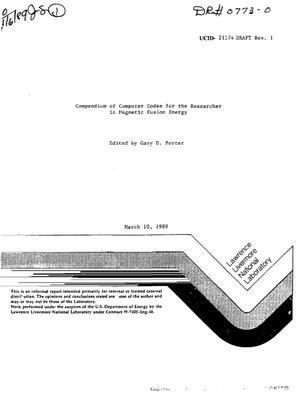 Compendium of computer codes for the researcher in magnetic fusion energy