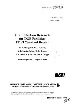 Fire protection research for DOE facilities: FY 83 year-end report