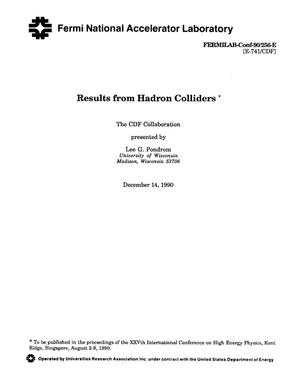 Results from hadron colliders