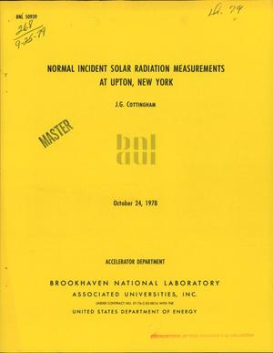 Normal incident solar radiation measurements at Upton, New York