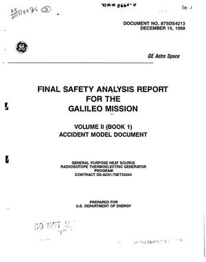 Final safety analysis report for the Galileo Mission: Volume 2: Book 1, Accident model document