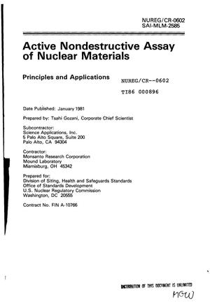 Active nondestructive assay of nuclear materials: principles and applications