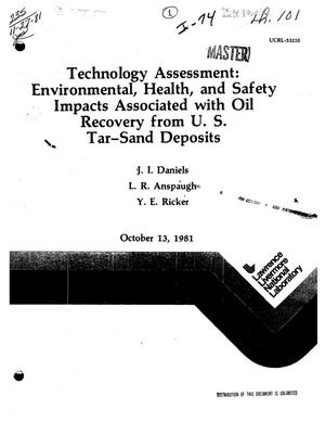 Technology assessment: environmental, health, and safety impacts associated with oil recovery from US tar-sand deposits