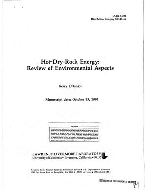 Hot-dry-rock energy: review of environmental aspects
