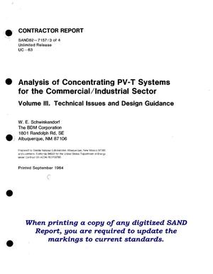 Analysis of concentrating PV-T systems for the commercial/industrial sector. Volume III. Technical issues and design guidance