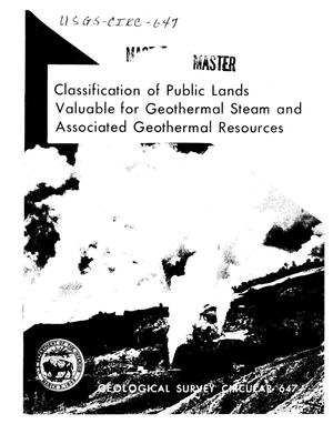 Classification of public lands valuable for geothermal steam and associated geothermal resources