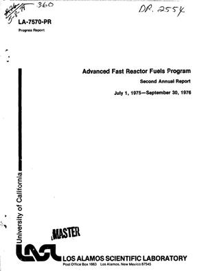 Advanced fast reactor fuels program. Second annual progress report, July 1, 1975--September 30, 1976