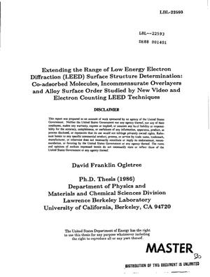 Extending the range of low energy electron diffraction (LEED) surface structure determination: Co-adsorbed molecules, incommensurate overlayers and alloy surface order studied by new video and electron counting LEED techniques