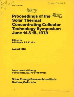 Primary view of object titled 'Proceedings of the solar thermal concentrating collector technology symposium'.