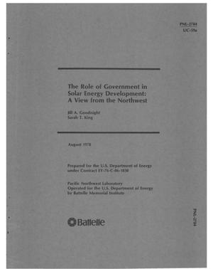 Role of government in solar energy development: a view from the Northwest