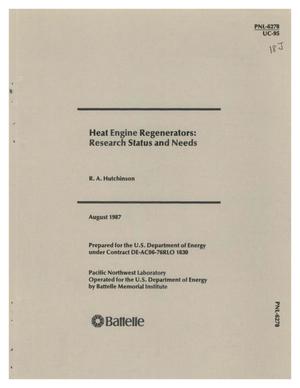 Heat engine regenerators: Research status and needs