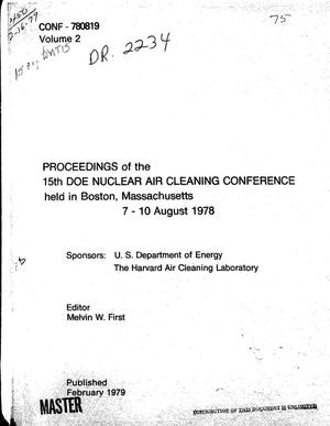 Proceedings of the fifteenth DOE nuclear air cleaning conference
