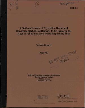 National survey of crystalline rocks and recommendations of regions to be explored for high-level radioactive waste repository sites