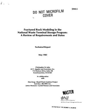 Fractured rock modeling in the National Waste Terminal Storage Program: a review of requirements and status