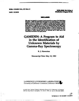 GAMIDEN: a program to aid in the identification of unknown materials by gamma-ray spectroscopy