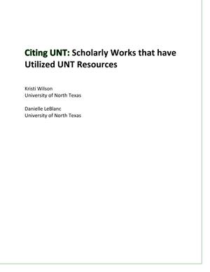 Citing UNT: Scholarly Works that have Utilized UNT Resources