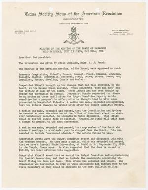 [Minutes for the TXSSAR Board of Managers Meeting: July 13, 1974]