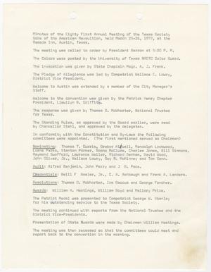 Primary view of object titled '[Minutes for the TXSSAR Annual Meeting: March 25 - 26, 1977]'.