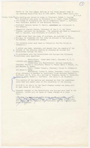 [Minutes for the TXSSAR Annual Meeting: March 26 - 27, 1971]