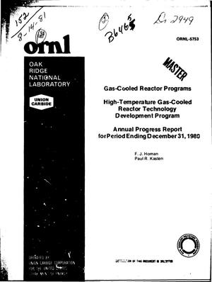High-temperature gas-cooled reactor technology development program. Annual progress report for period ending December 31, 1980