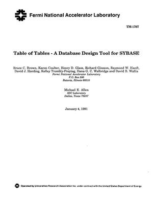 Table of tables: A database design tool for SYBASE