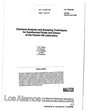 Primary view of object titled 'Chemical analysis and sampling techniques for geothermal fluids and gases at the Fenton Hill Laboratory'.