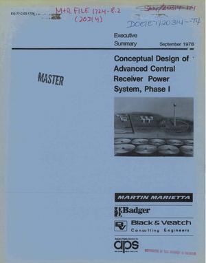 Conceptual design of advanced central receiver power system, phase I. Executive summary