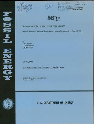Thermophysical properties of coal liquids. Seventh quarterly technical status report, April 1-June 30, 1981