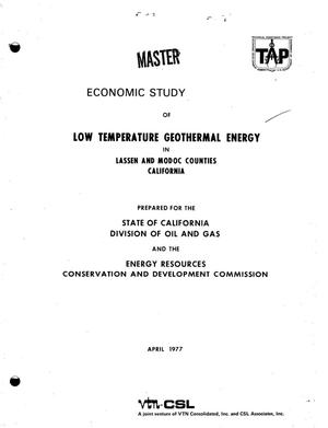 Primary view of object titled 'Economic Study of Low Temperature Geothermal Energy in Lassen and Modoc Counties, California'.